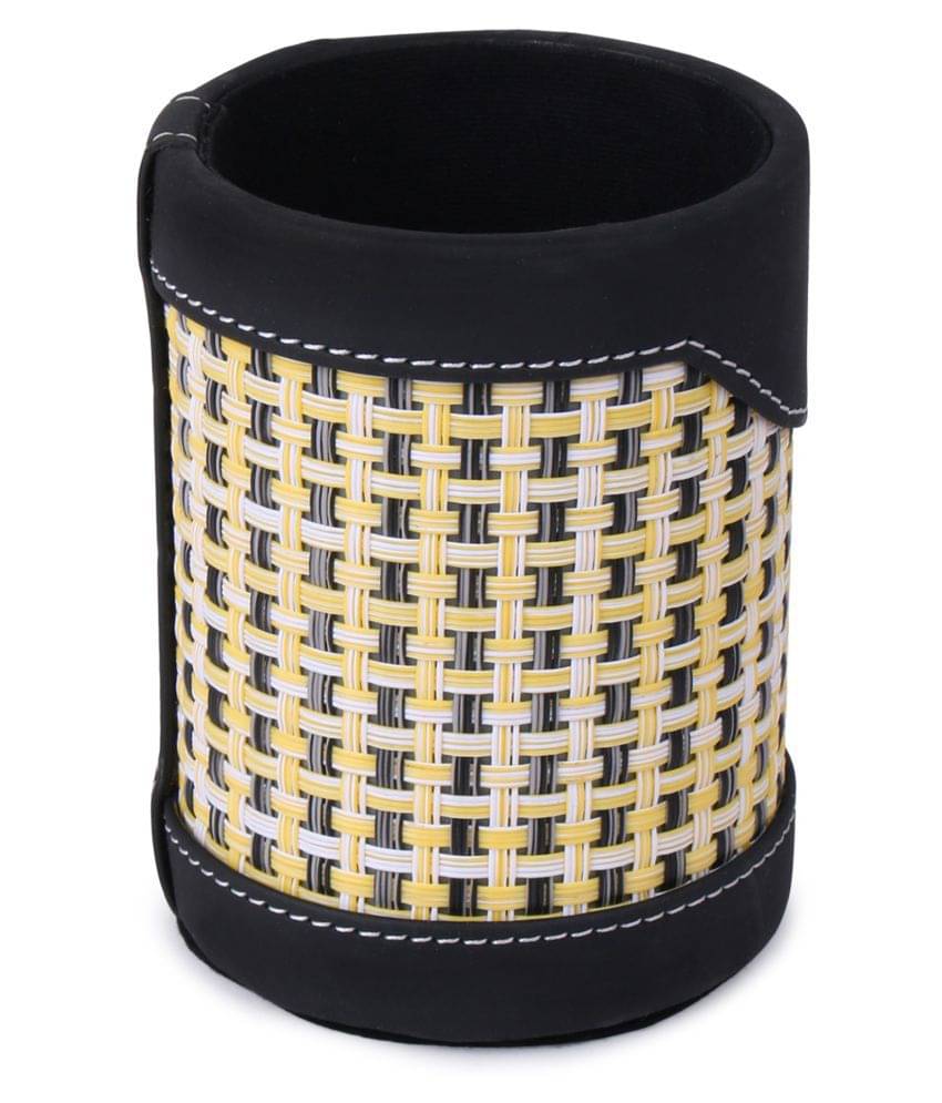     			Rasper Black Leather & Mat Pen Holder For Office Table Stylish Round Pen Pencil Holder Desk Organizer Multipurpose Pen Stand Holder (3x3x4 Inches)