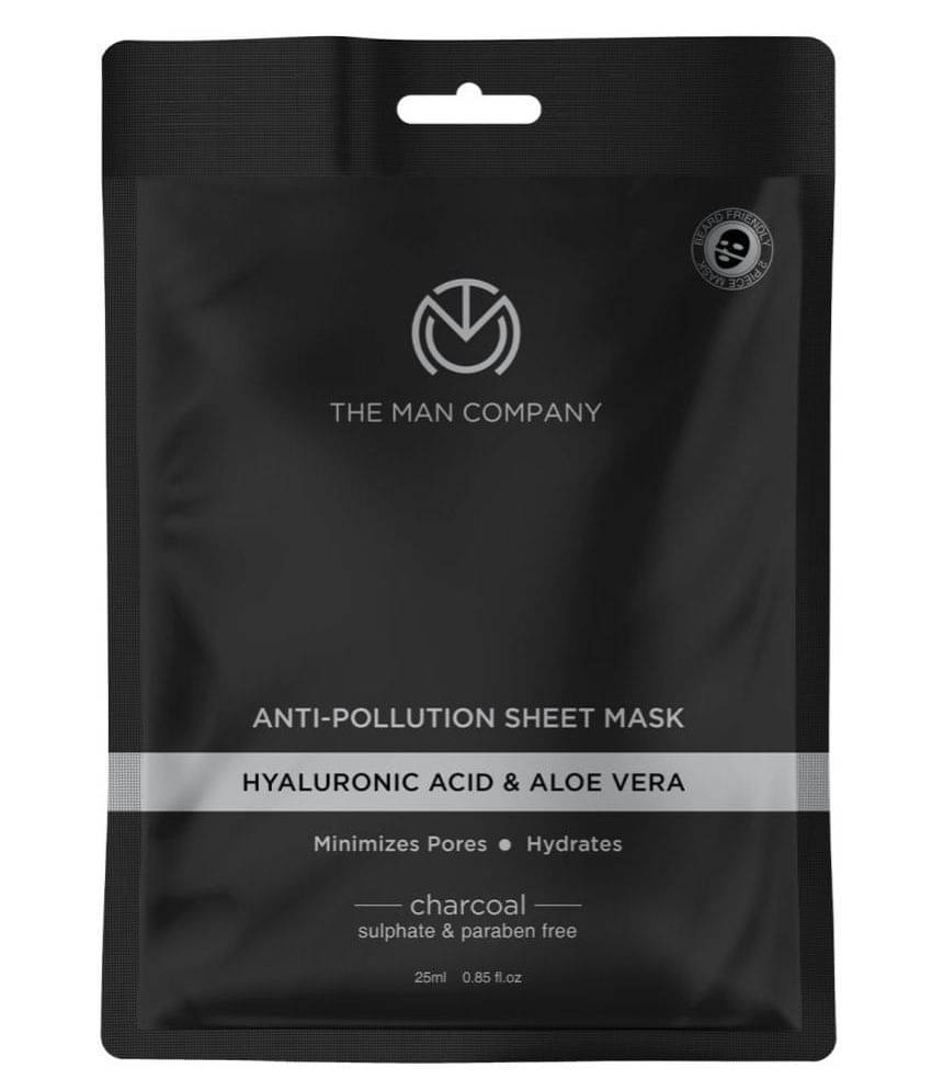     			The Man Company Charcoal De Tan Face Sheet Mask with Aloevera & Hyaluronic Acid , Tan Removal, Blackheads Remover - 25 ml