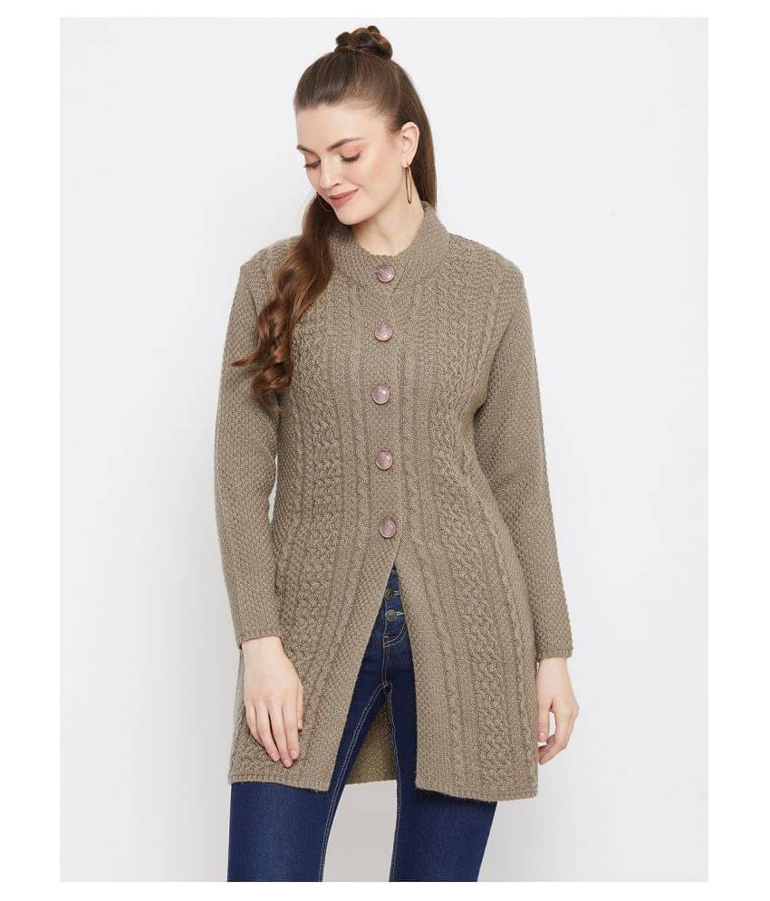 zigo Women Woollen Round Neck Cardigan ( Green ) zigo Women Woollen Round Neck Cardigan ( Green )