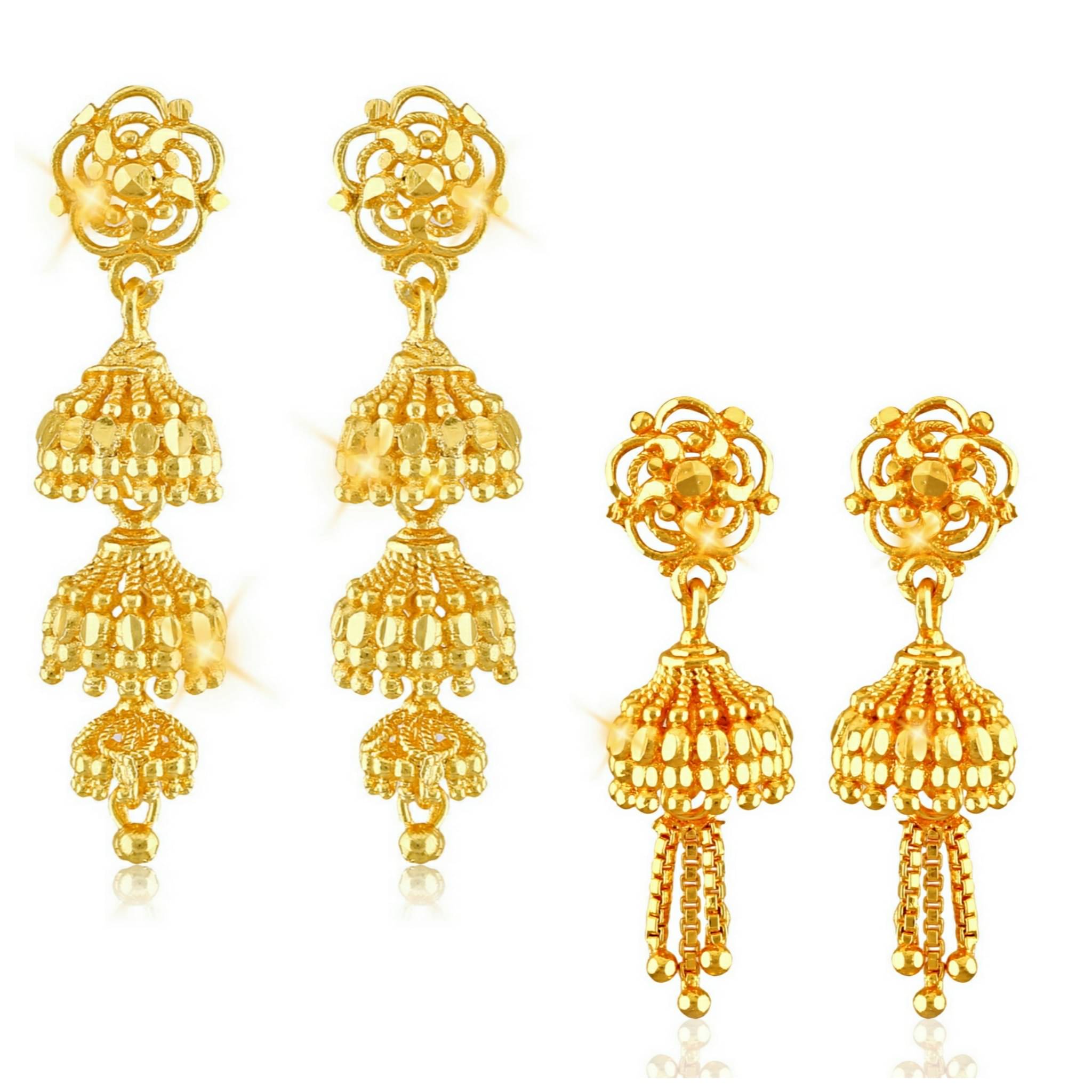     			Vighnaharta Traditional South Culture Alloy Gold Plated Jhumki earring Combo set ( Pack of- 2 Pair Earrings)