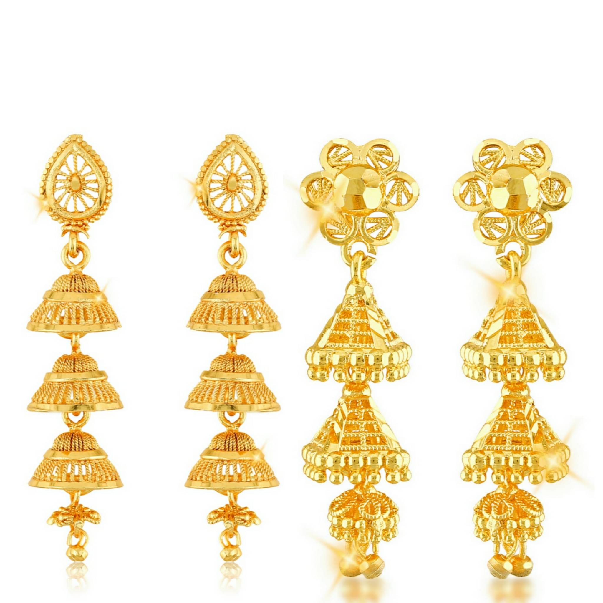 Vighnaharta Traditional South Culture Alloy Gold Plated Jhumki earring Combo set ( Pack of- 2 Pair Earrings) Vighnaharta Traditional South Culture Alloy Gold Plated Jhumki earring Combo set ( Pack of- 2 Pair Earrings)