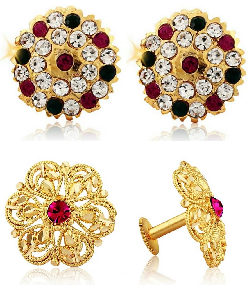 Vighnaharta Traditional South Culture Alloy Gold Plated Stud Earring Combo set ( Pack of- 2 Pair Earrings) - Earrings | Buy online on ZillyBuy