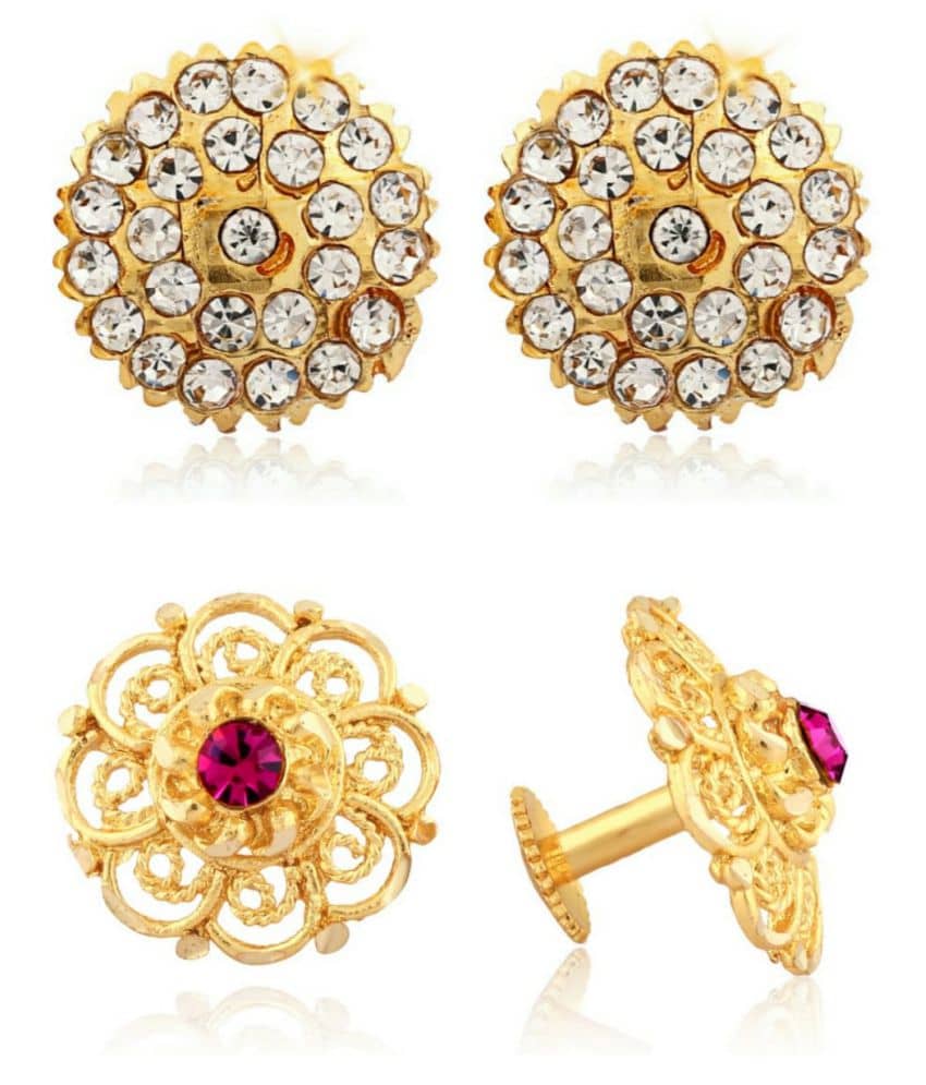 Vighnaharta Traditional South Culture Alloy Gold Plated Stud Earring Combo set ( Pack of- 2 Pair Earrings) - Earrings | Buy online on ZillyBuy