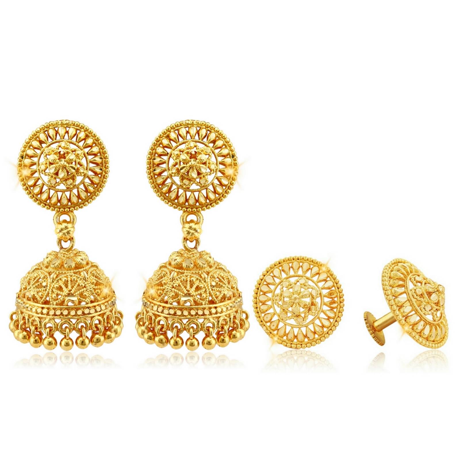     			Vighnaharta Traditional South Screw Back Alloy Gold Plated Jhumki and Stud Earring Combo set for Women and Girls