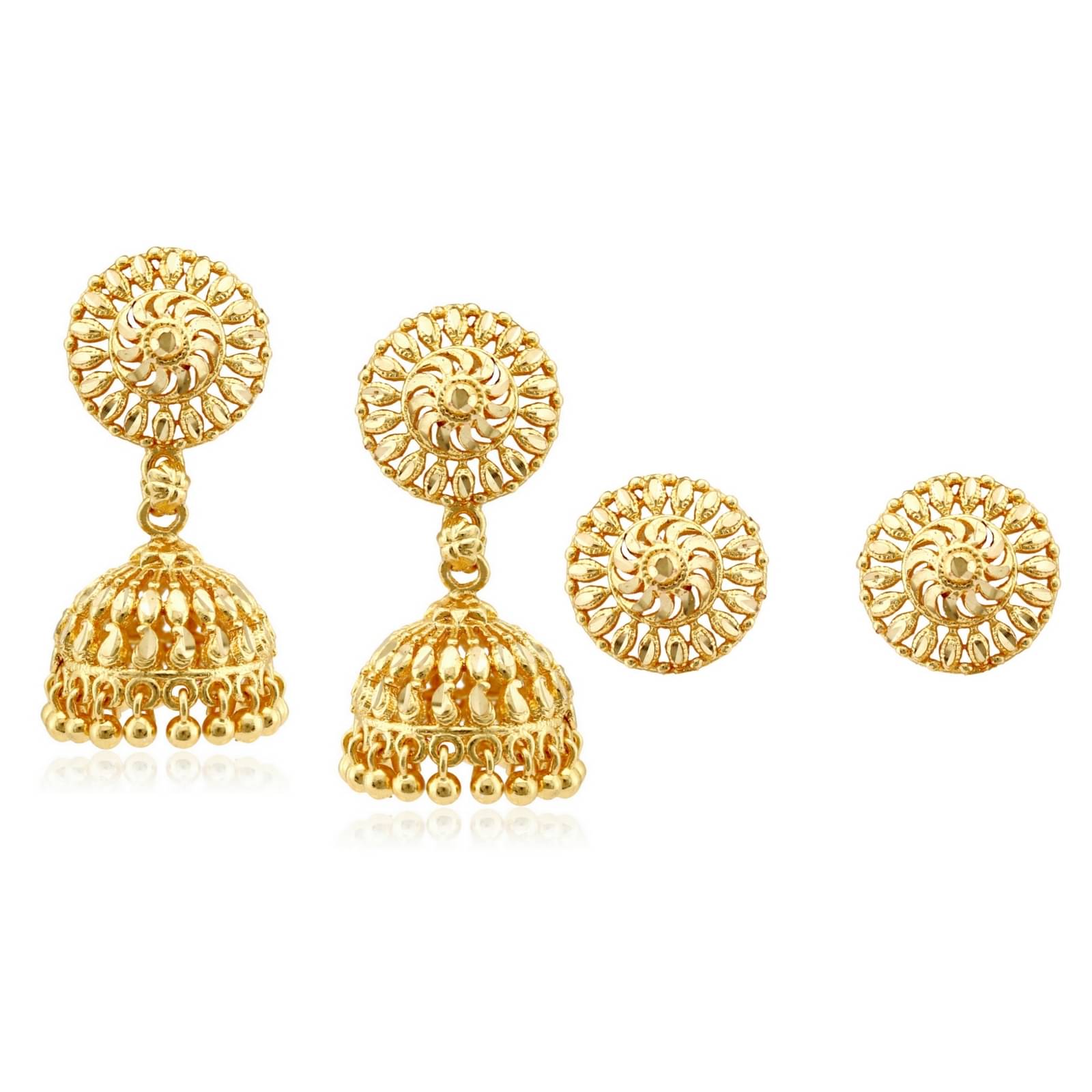 Vighnaharta Traditional South Screw Back Alloy Gold Plated Jhumki and Stud Earring Combo set for Women and Girls Vighnaharta Traditional South Screw Back Alloy Gold Plated Jhumki and Stud Earring Combo set for Women and Girls