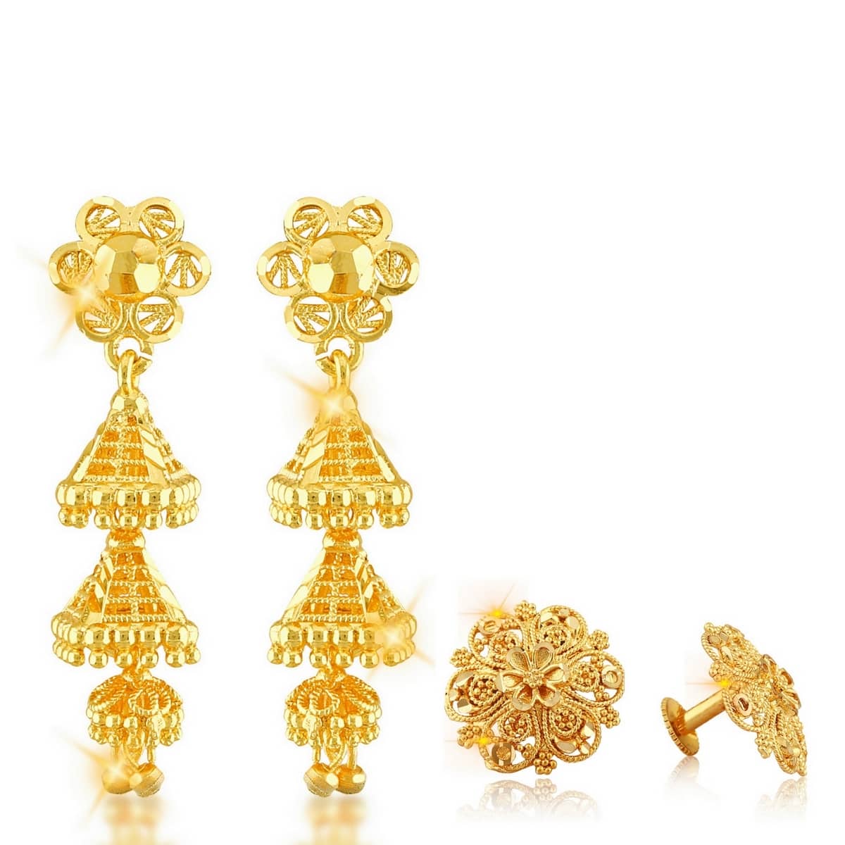 Vighnaharta Traditional South Screw Back Alloy Gold Plated Jhumki and Stud Earring Combo set for Women and Girls - Earrings | Buy online on ZillyBuy
