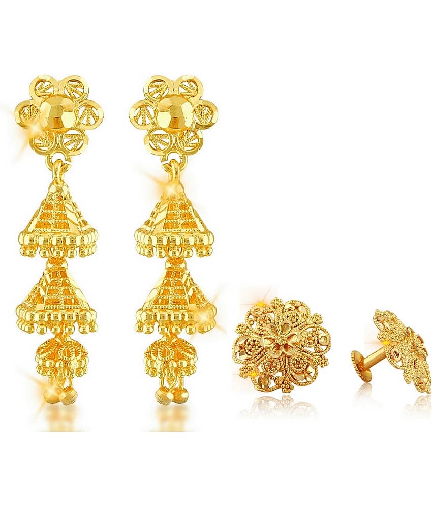 Vighnaharta Traditional South Screw Back Alloy Gold Plated Jhumki and Stud Earring Combo set for Women and Girls - Earrings | Buy online on ZillyBuy