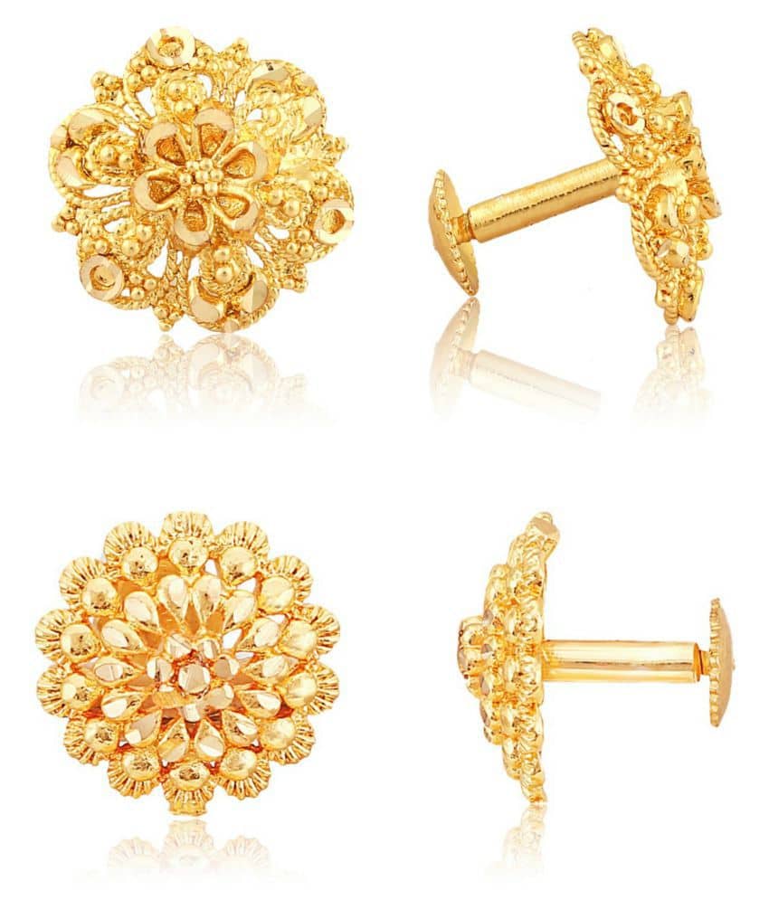 Vighnaharta - Golden Stud Earrings ( Pack of 2 ) - Earrings | Buy online on ZillyBuy