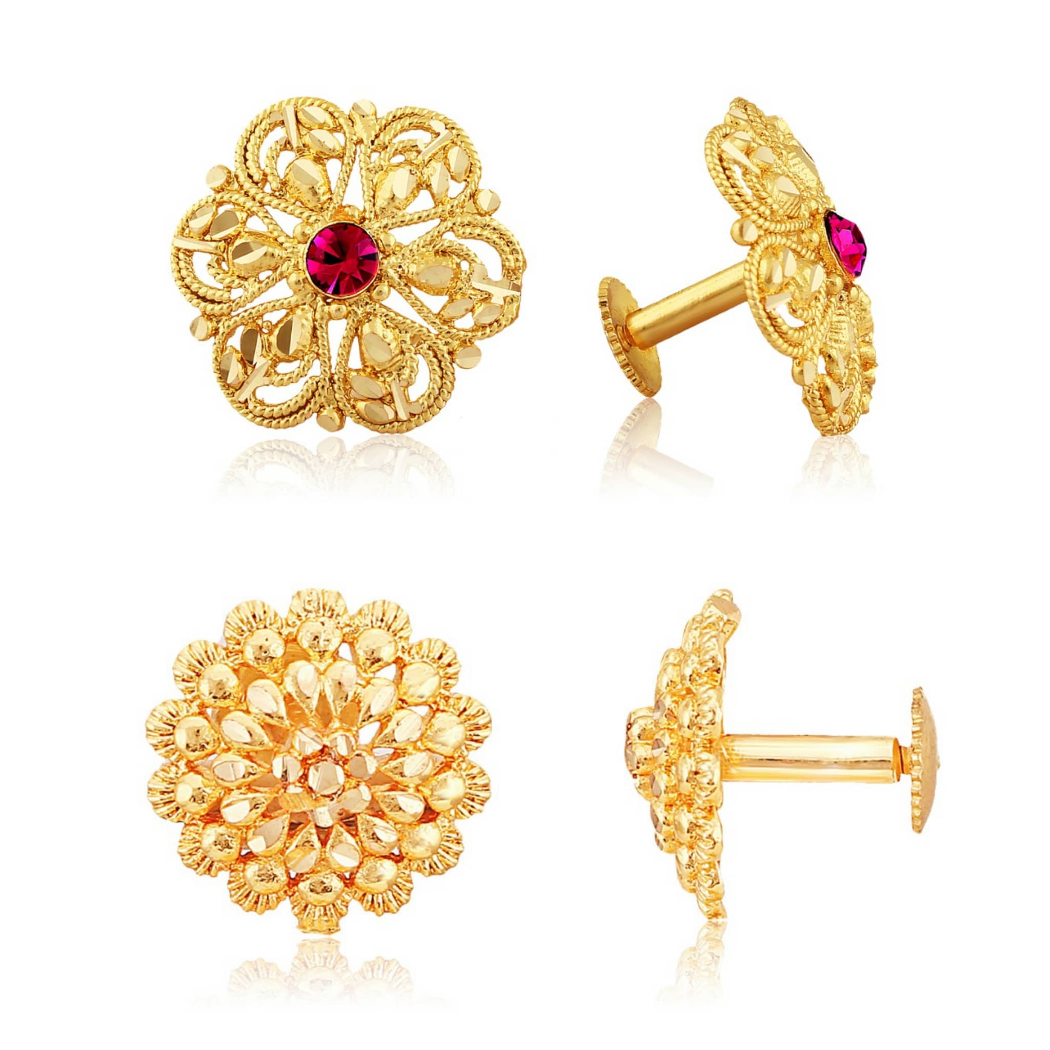 Vighnaharta Traditional South Trend Alloy 1gm Gold Plated Earring Combo set. - Earrings | Buy online on ZillyBuy