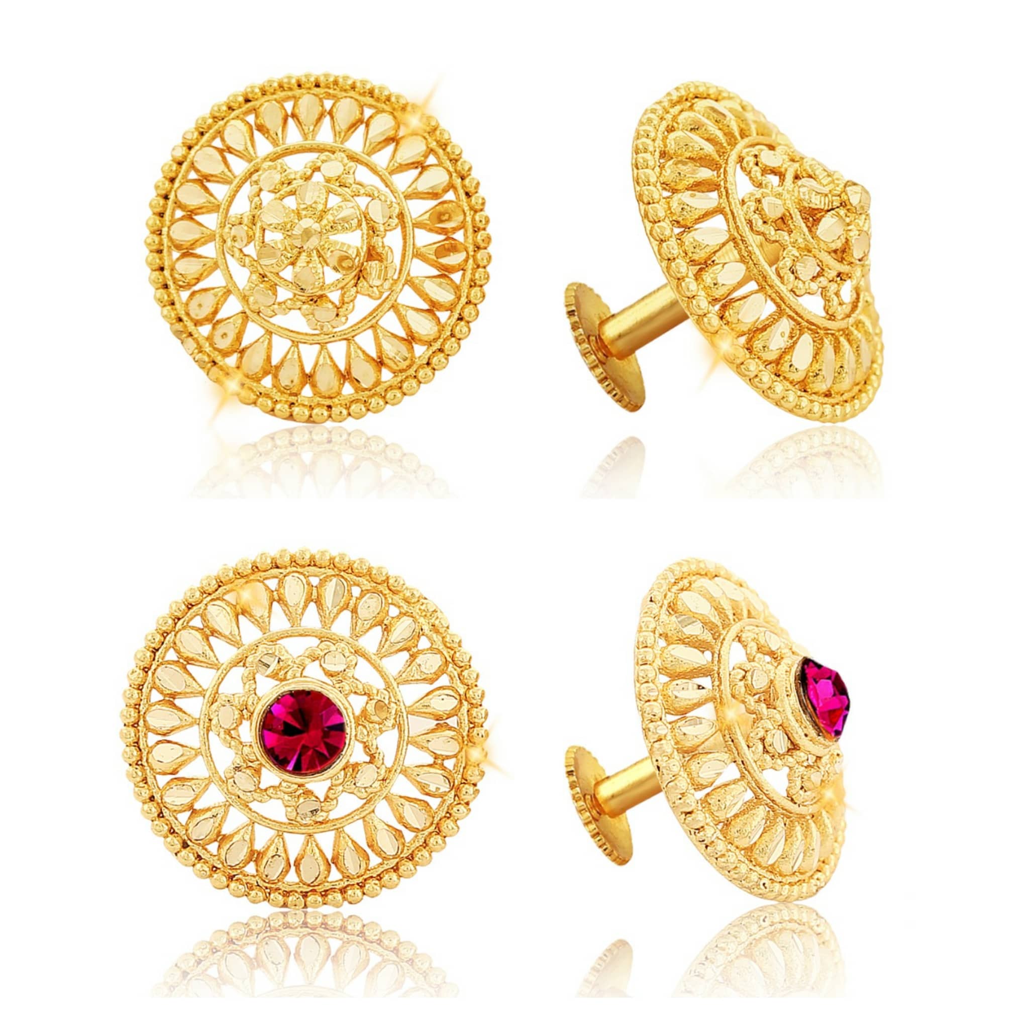Vighnaharta Traditional South Trend Alloy 1gm Gold Plated Earring Combo set. - Earrings | Buy online on ZillyBuy