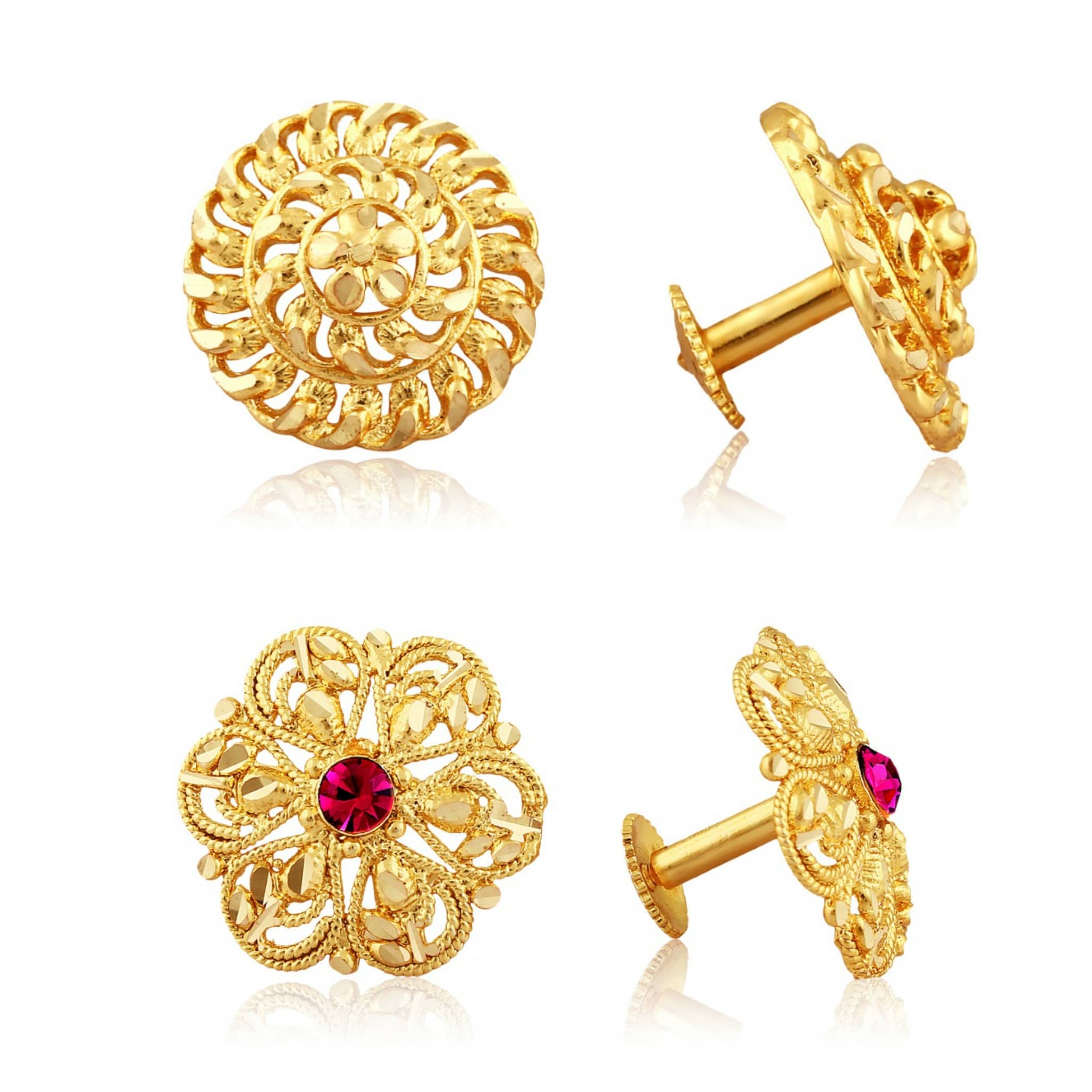 Vighnaharta Traditional South Trend Alloy 1gm Gold Plated Earring Combo set. - Earrings | Buy online on ZillyBuy
