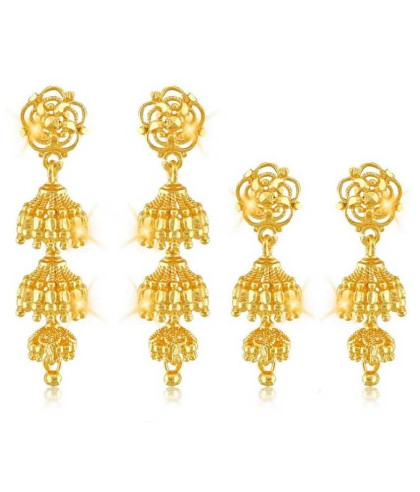 Vighnaharta Traditional wear Gold Plated alloy jhumkI Earring Combo set for Women and Girls ( Pack of- 2 Pair jhumki Earring) Vighnaharta Traditional wear Gold Plated alloy jhumkI Earring Combo set for Women and Girls ( Pack of- 2 Pair jhumki Earring)