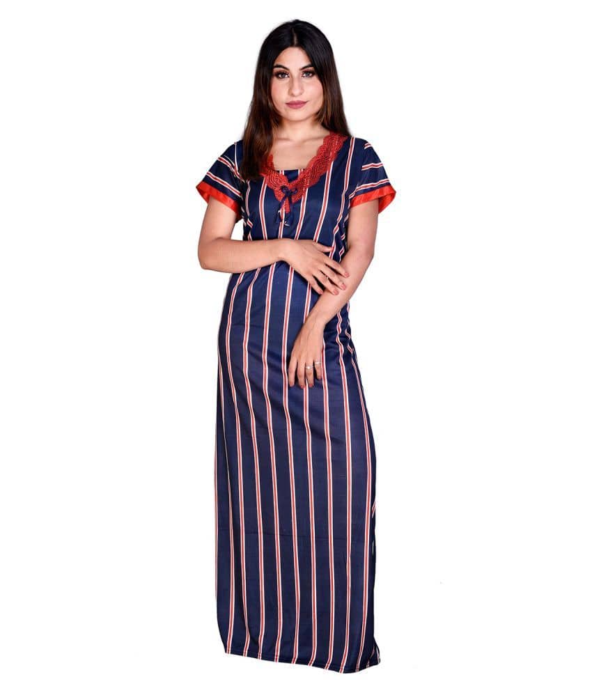 Apratim Satin Nighty & Night Gowns - Blue - Nightwear & Loungewear | Buy online on ZillyBuy