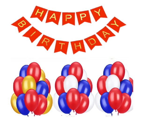     			Blooms Mall HBD Red Banner and Amazing  Metallic Balloon combo set ( Pack  of 41 )