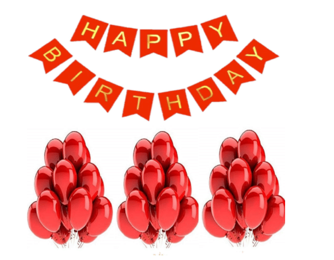     			Blooms Mall HBD Red Banner and Amazing  Metallic Balloon combo set ( Pack  of 31 )