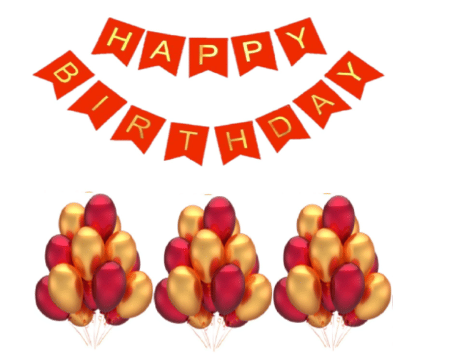     			Blooms Mall HBD Red Banner and Amazing  Metallic Balloon combo set ( Pack  of 21 )