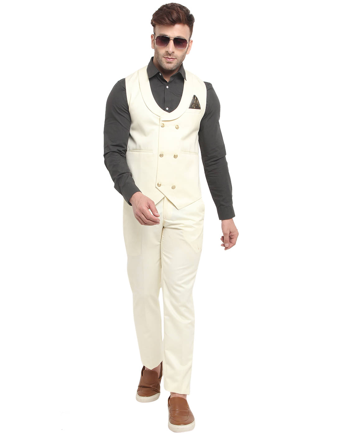     			KMB ROYAL Off-White 2 Piece Suit