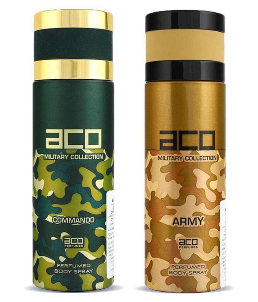     			Aco Set of 2 Deodorant Body Spray, Army and Commando For Men, 200ml Each