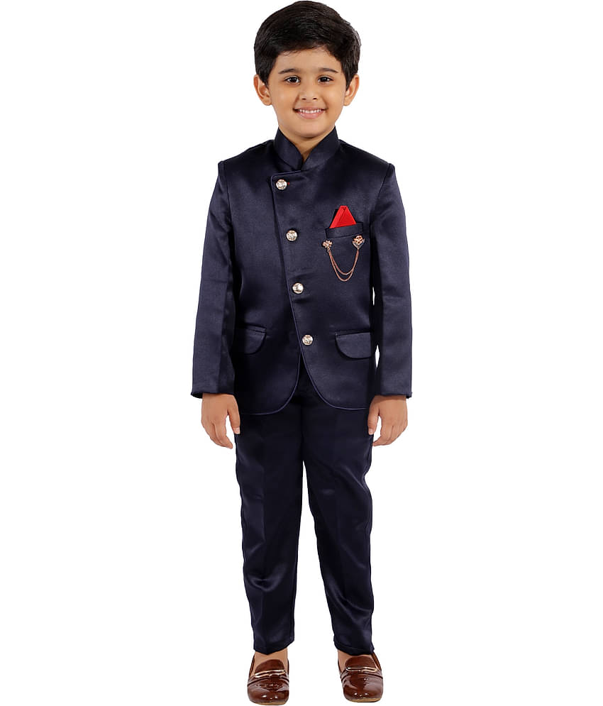 Fourfolds Boys Cotton Blend Blazer ( Pack of 1 , Maroon )