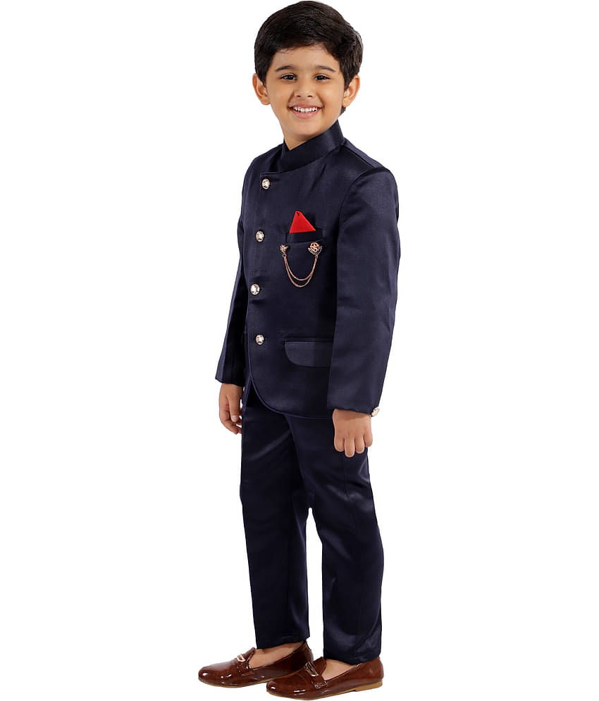 Fourfolds Boys Cotton Blend Blazer ( Pack of 1 , Maroon )