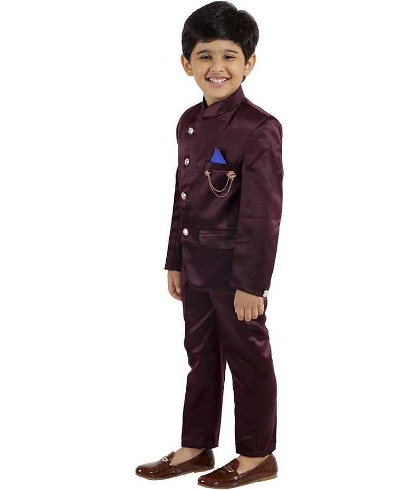 Fourfolds Boys Cotton Blend Blazer ( Pack of 1 , Maroon )