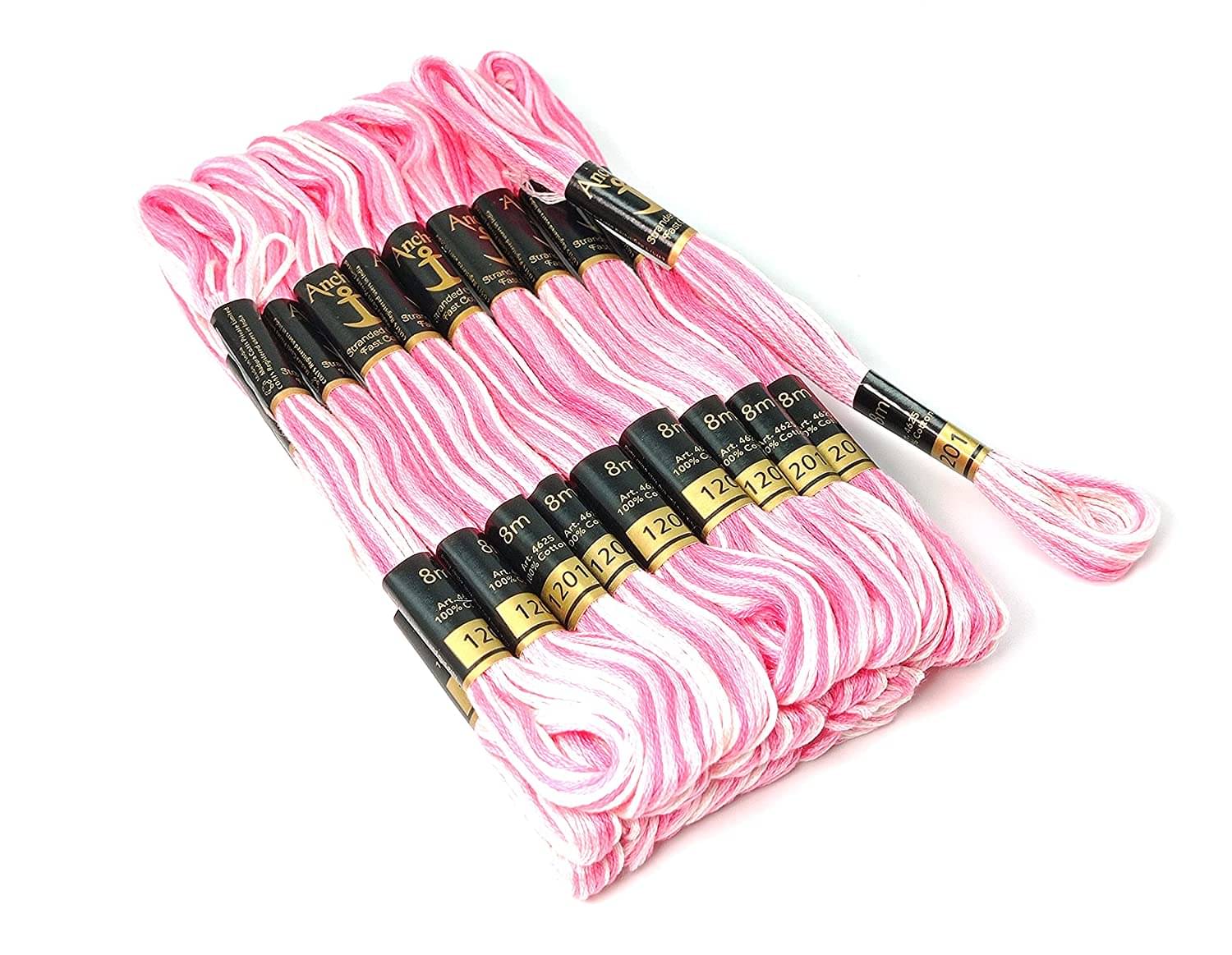     			PRANSUNITA Anchor Stranded Double Shaded- 6 Strand Cross-Stitch Hand Embroidery Stranded Cotton Craft Sewing Floss Thread, Pack of 10 (1201 Anchor)