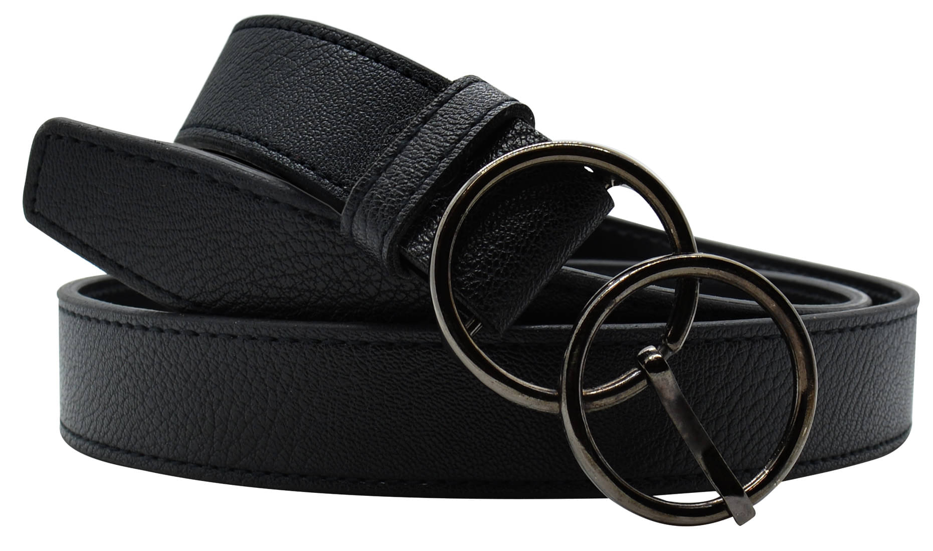     			Loopa Black PU Casual Belt