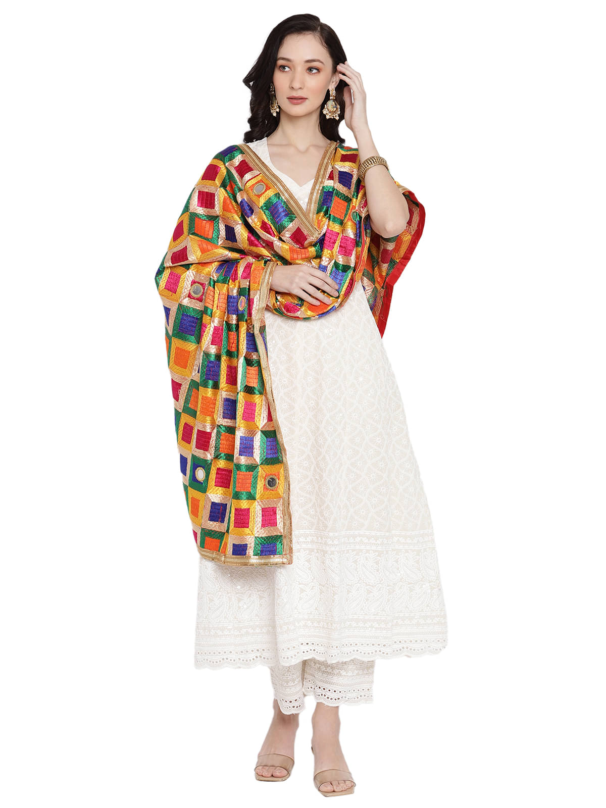     			Sahej Suits & Phulkari Multicoloured Chiffon Dupatta - Single