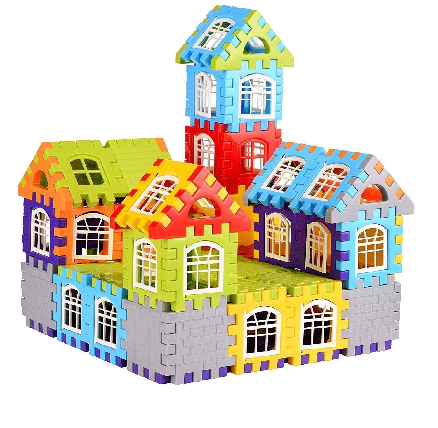     			FRATELLI Building Blocks for Kids - Certified European Safety Standards 90 Pcs Mega Jumbo Happy Home House Building Blocks with Attractive Windows and Smooth Rounded Edges