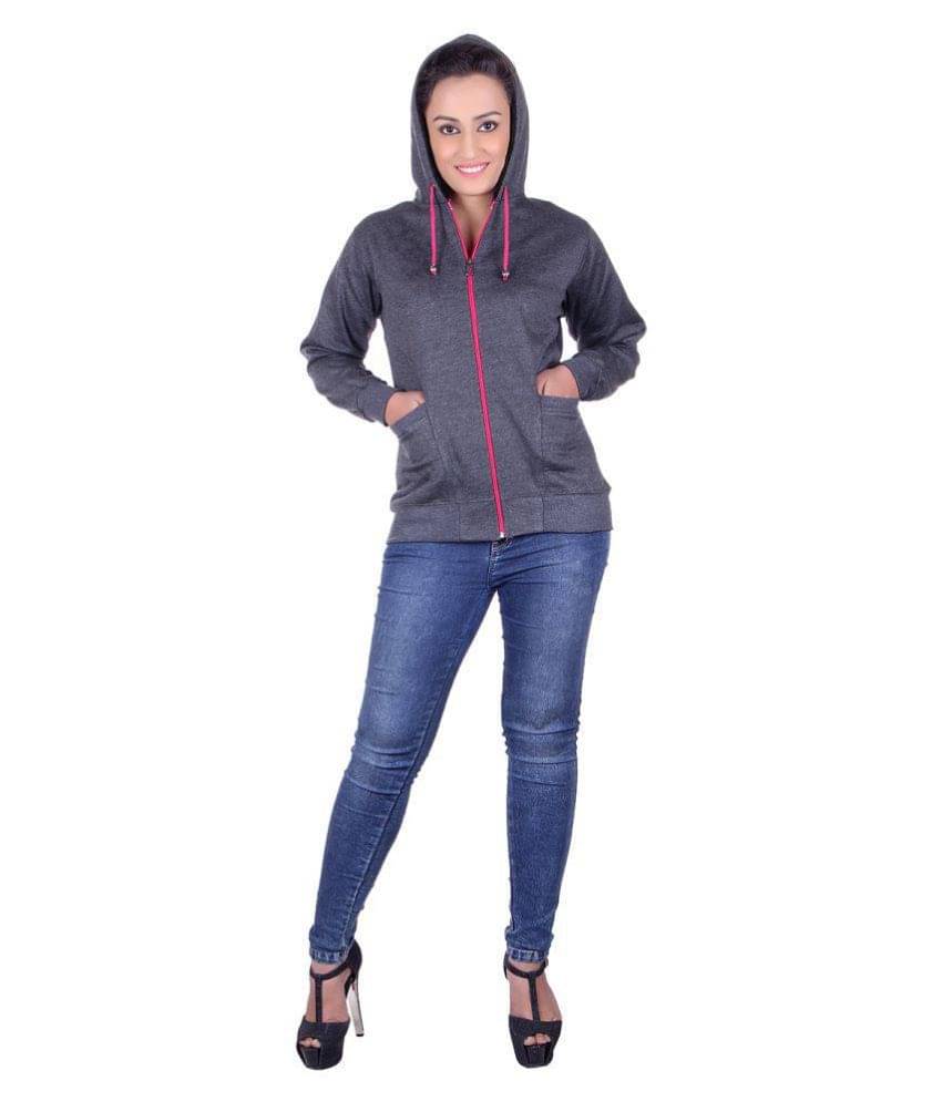     			Goodluck Woollen Grey Hooded Sweatshirt