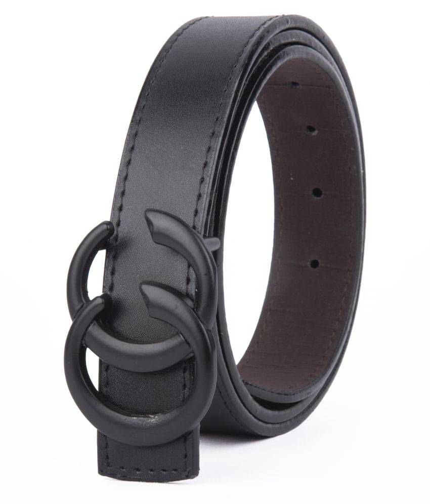     			Loopa Black PU Casual Belt