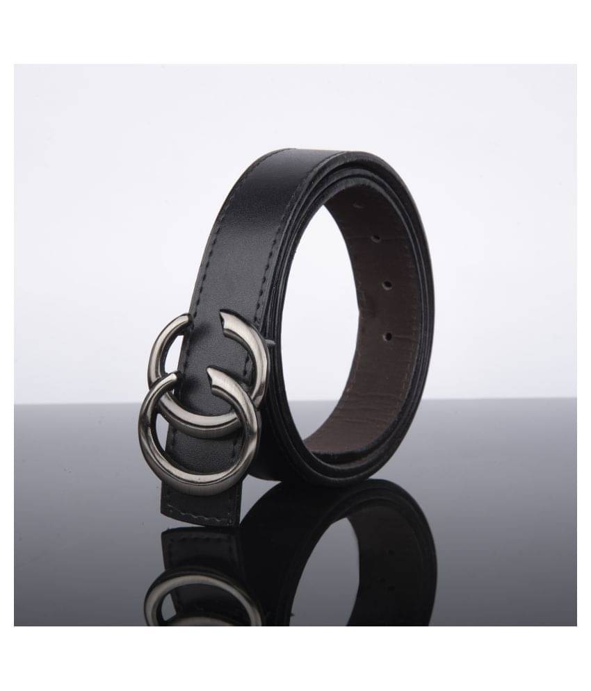     			Loopa Black PU Casual Belt