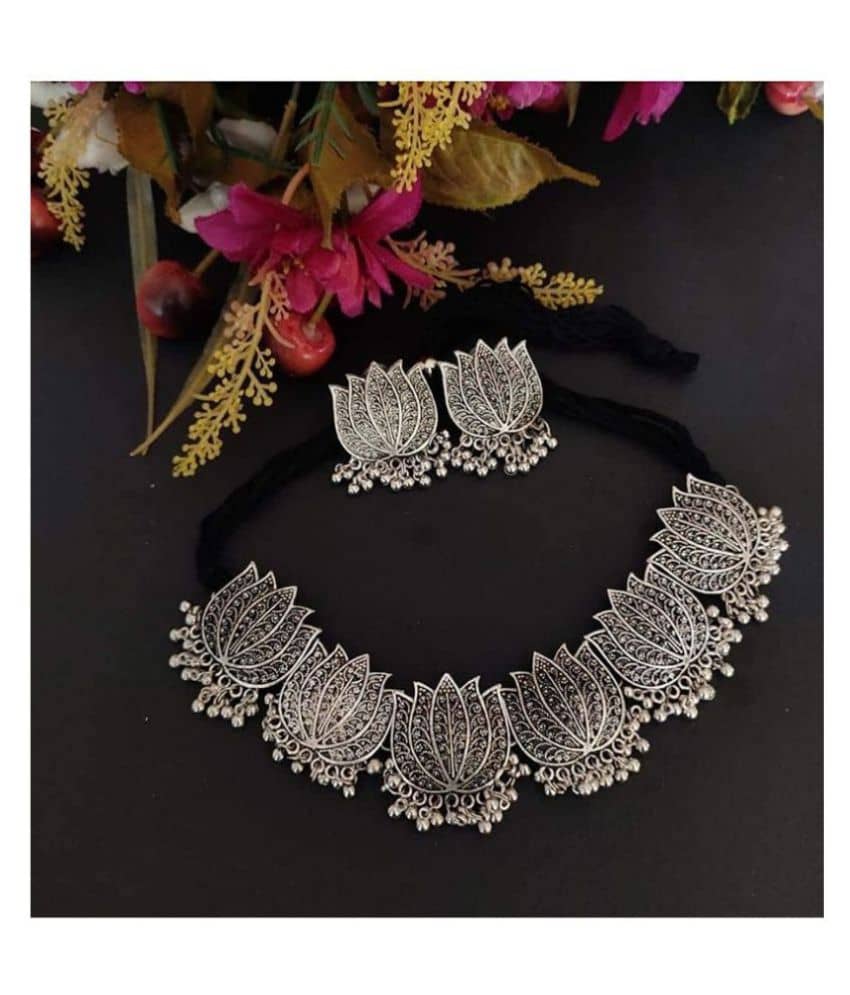 PUJVI Alloy Silver Contemporary/Fashion Necklaces Set Choker