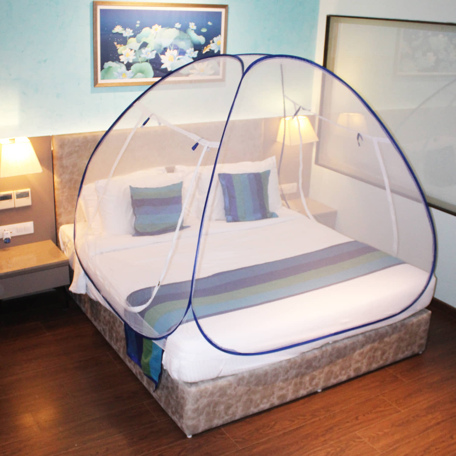 SHREENATHJI JEWELLERS King Blue Plain Mosquito Net, Machardani