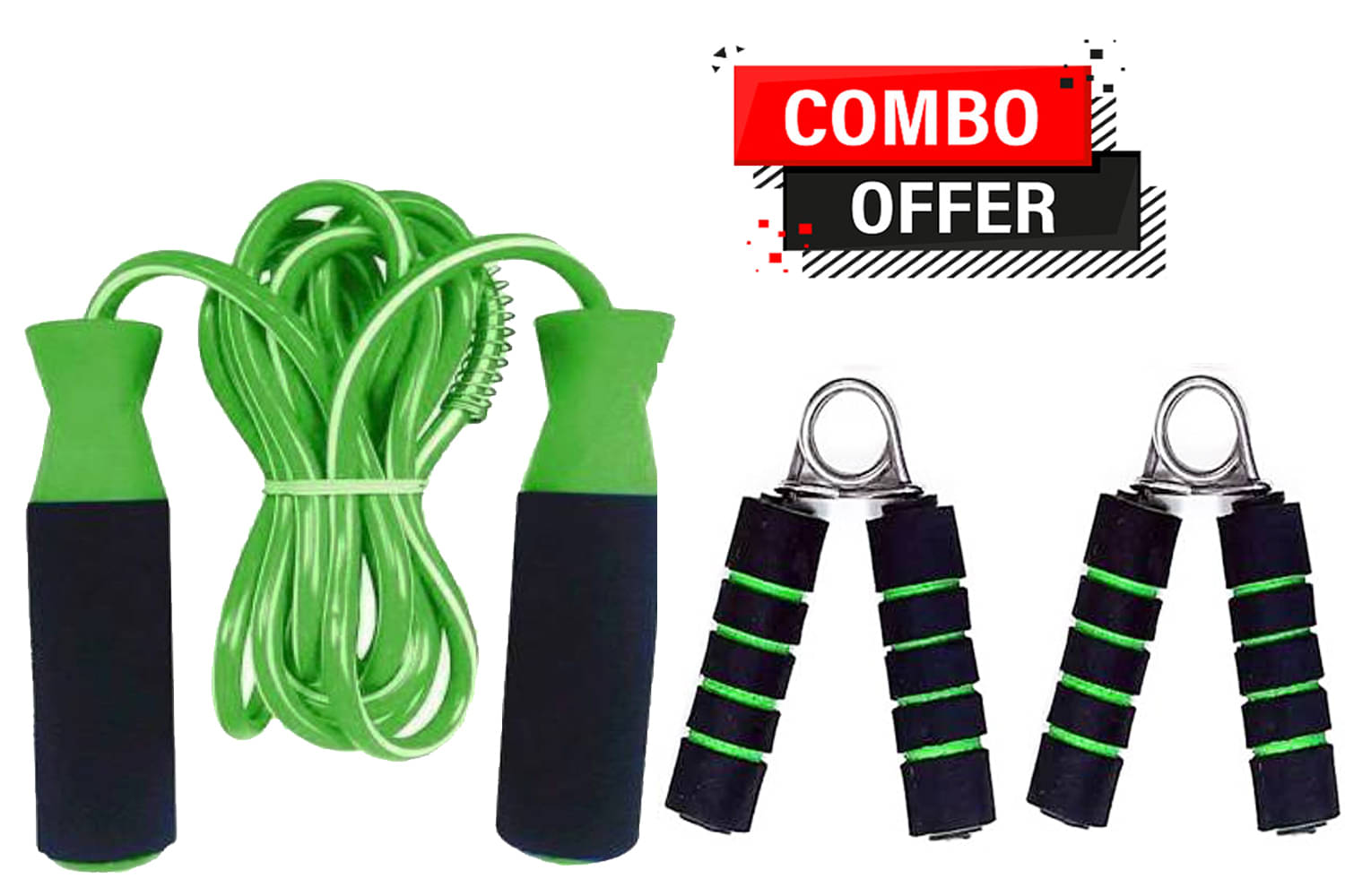     			Skipping Rope And Hand Grip for Men Gym Women Weight Loss and Hand Muscles Exercise (GREEN)