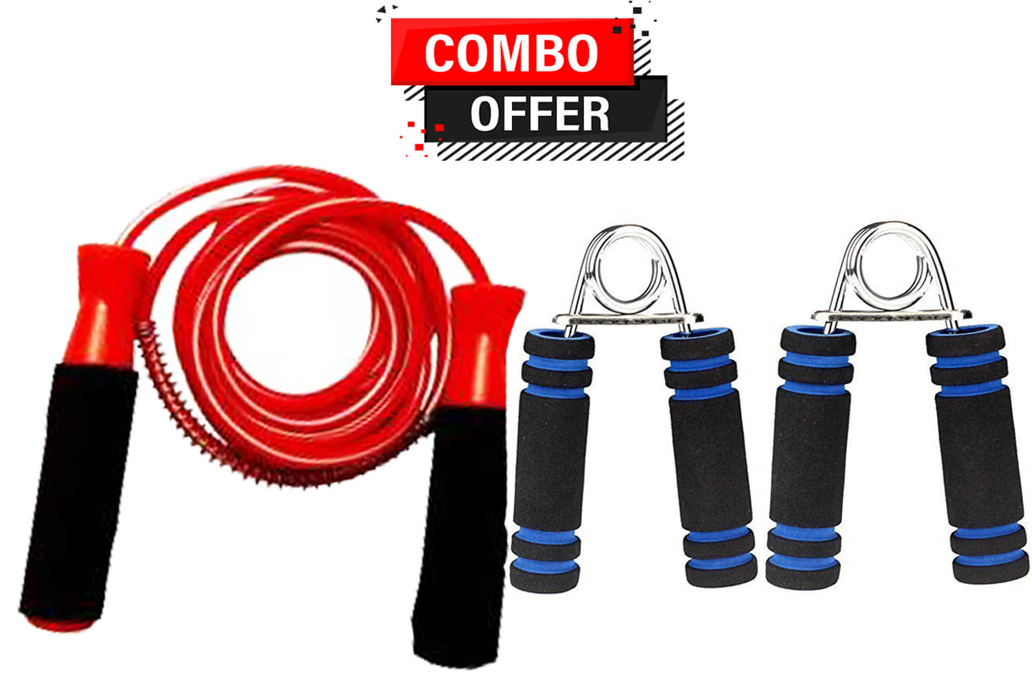 Sports Skipping Rope and Hand Gripper Foam Combo Pack for Men Gym Women Weight Loss(MULTICOLOR) - Sports and Fitness Equipment | Buy online on ZillyBuy