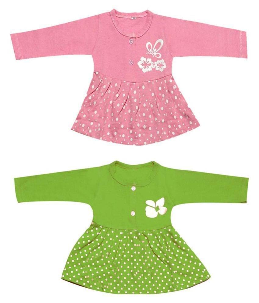     			Babeezworld Pack of 2 Baby Girls Cotton Tops ( Multi )