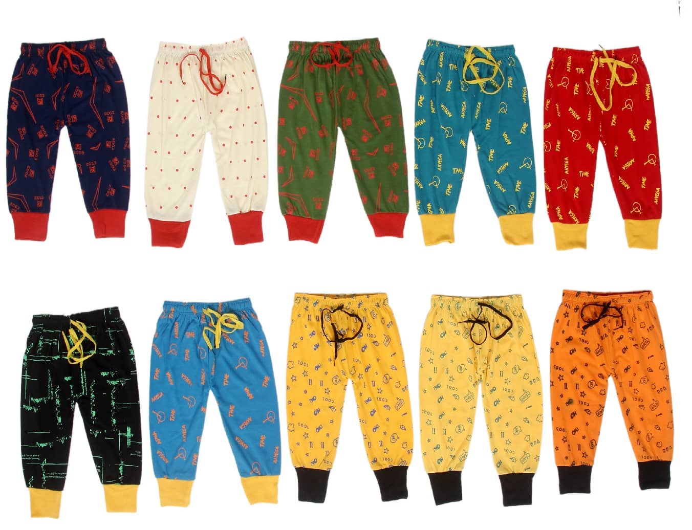 DIAMOND EXPORTER Pack of 10 Baby Boys Hoisery Pyjama ( Multi Color ) - Track Pants | Buy online on ZillyBuy