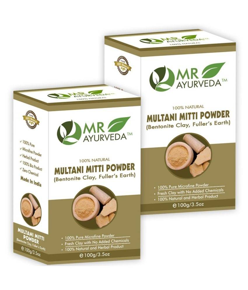 MR Ayurveda Organic Multani Mitti Powder, Complete Skin Care Face Pack Masks 200 gm Pack of 2 MR Ayurveda Organic Multani Mitti Powder, Complete Skin Care Face Pack Masks 200 gm Pack of 2