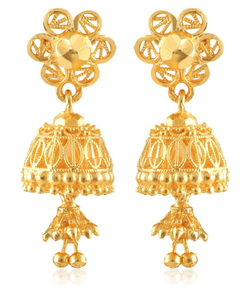 Vighnaharta Allure Beautiful Earrings Diva Fusion Gold Plated Screw back Jhumki earing for Women and Girls  {VFJ1375ERG} - Earrings | Buy online on ZillyBuy
