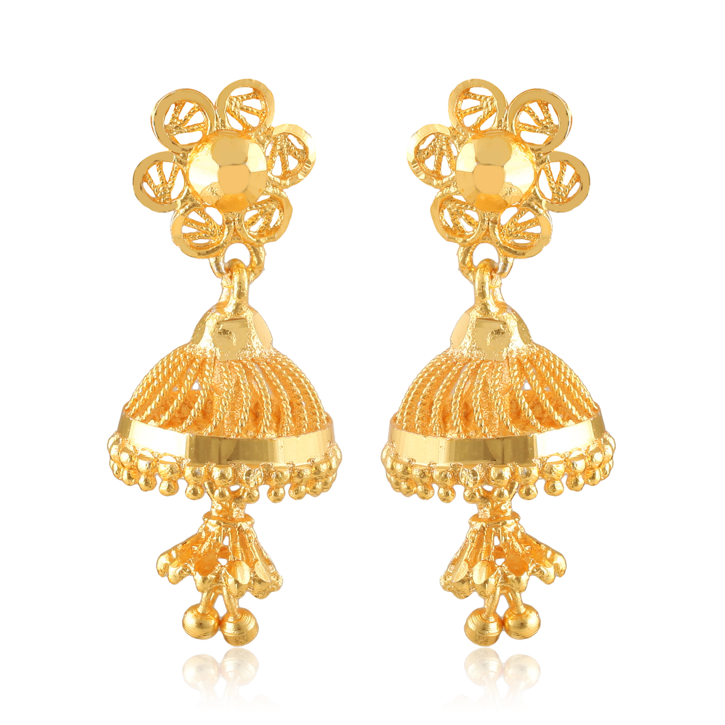 Vighnaharta - Golden Jhumki Earrings ( Pack of 1 ) - Earrings | Buy online on ZillyBuy