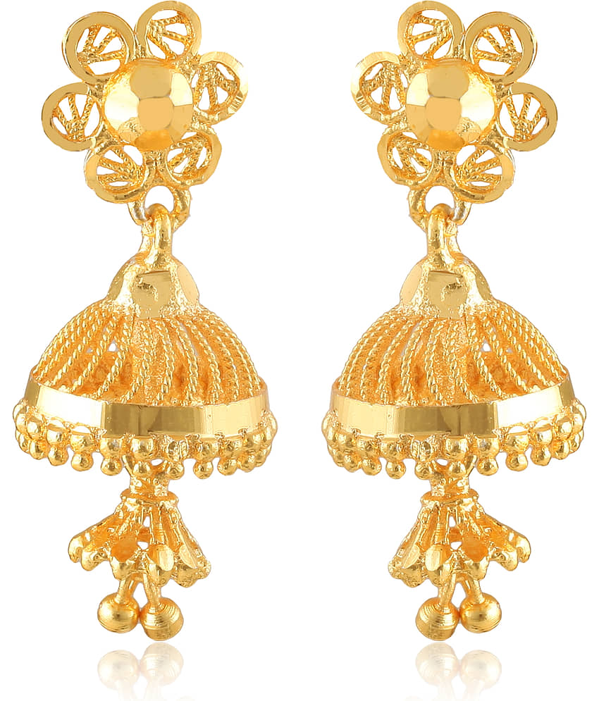 Vighnaharta - Golden Jhumki Earrings ( Pack of 1 ) - Earrings | Buy online on ZillyBuy