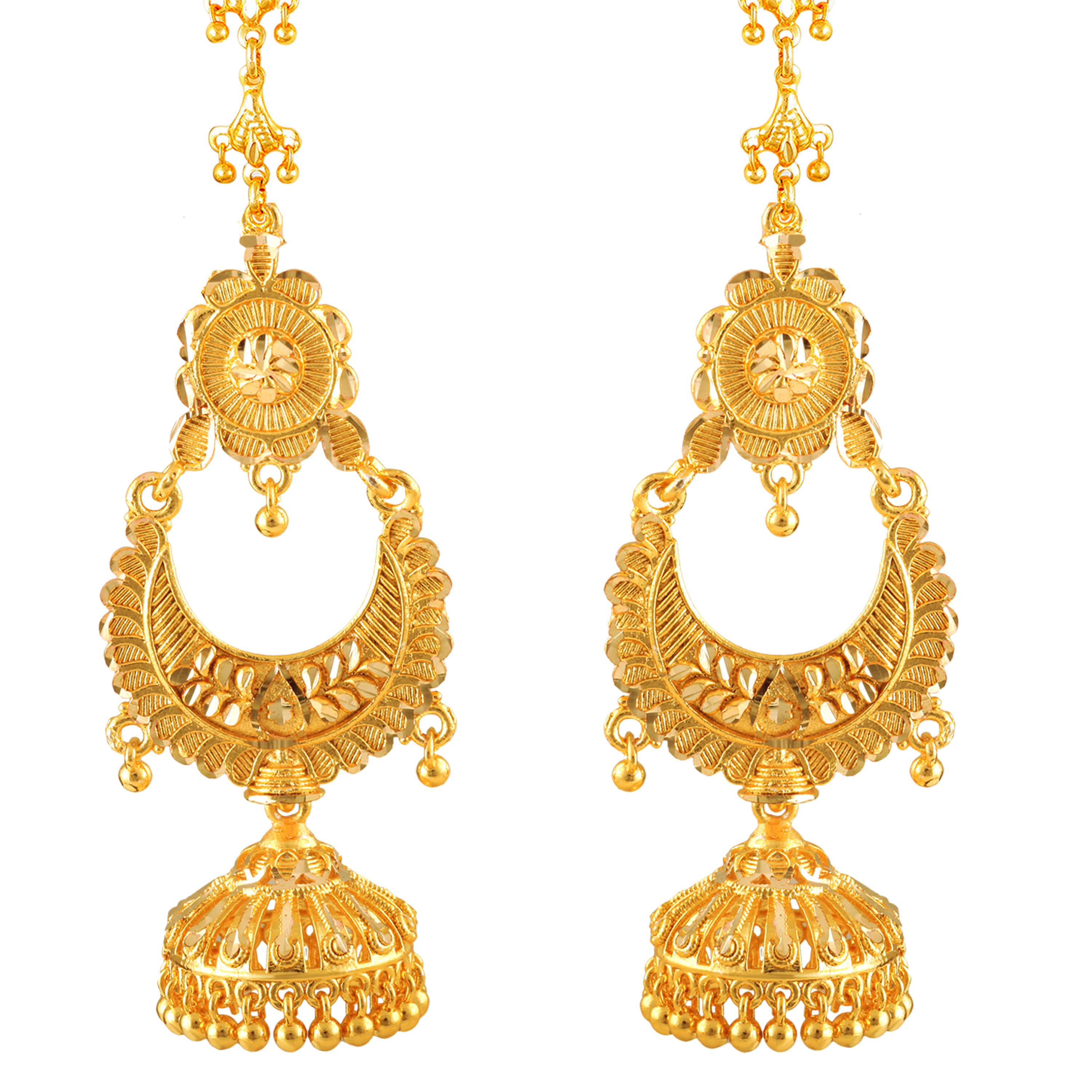 Vighnaharta - Golden Jhumki Earrings ( Pack of 1 ) - Earrings | Buy online on ZillyBuy