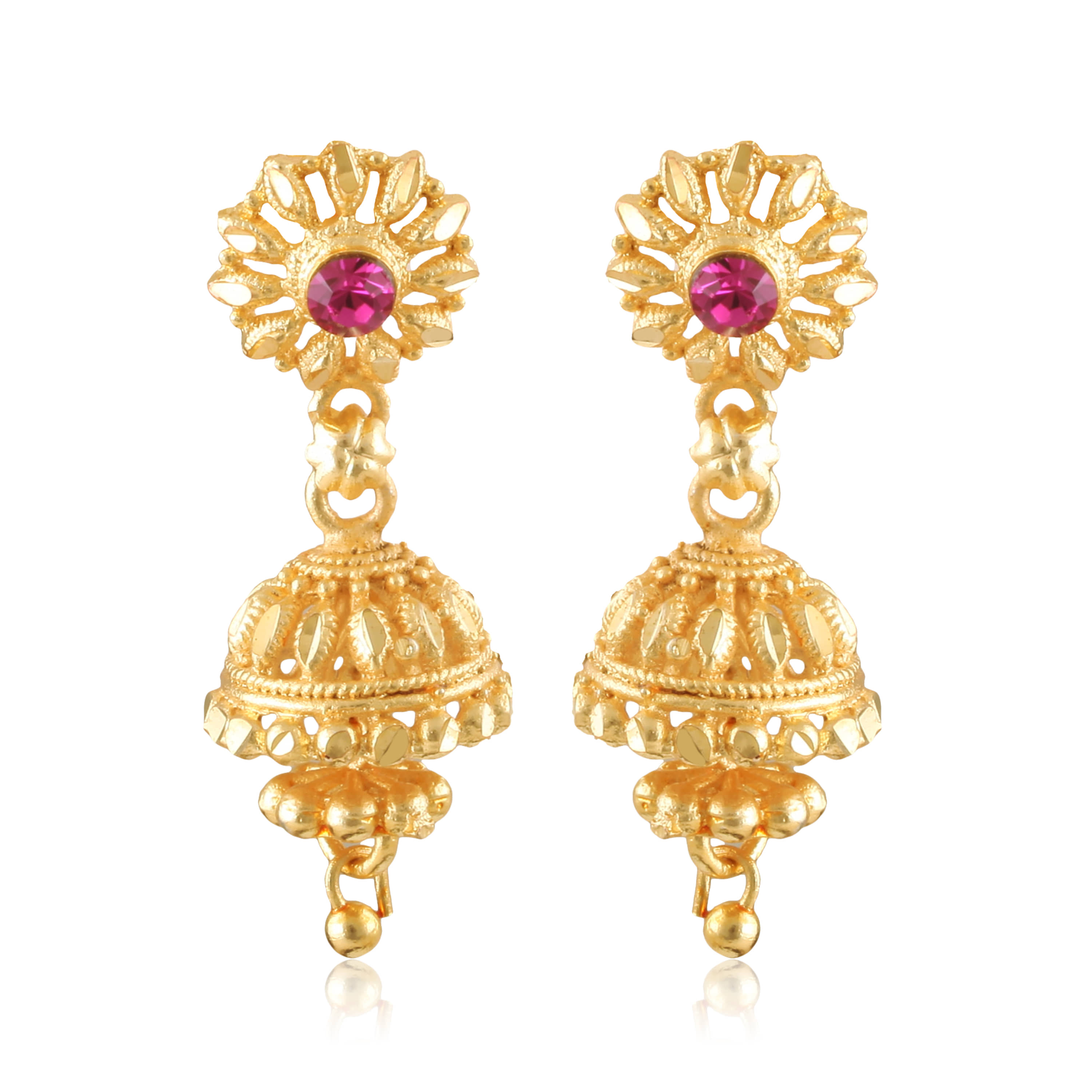 Vighnaharta - Golden Jhumki Earrings ( Pack of 1 ) - Earrings | Buy online on ZillyBuy