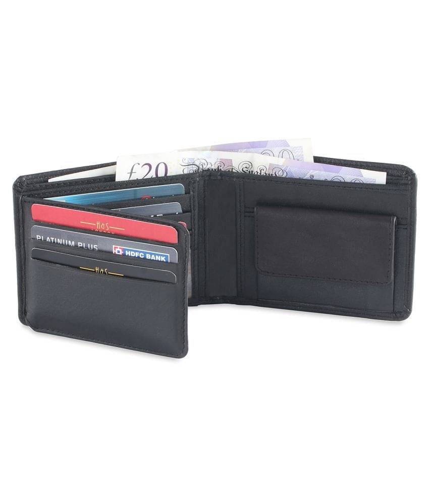     			Hide&Sleek - Black Leather Men's Regular Wallet ( Pack of 1 )