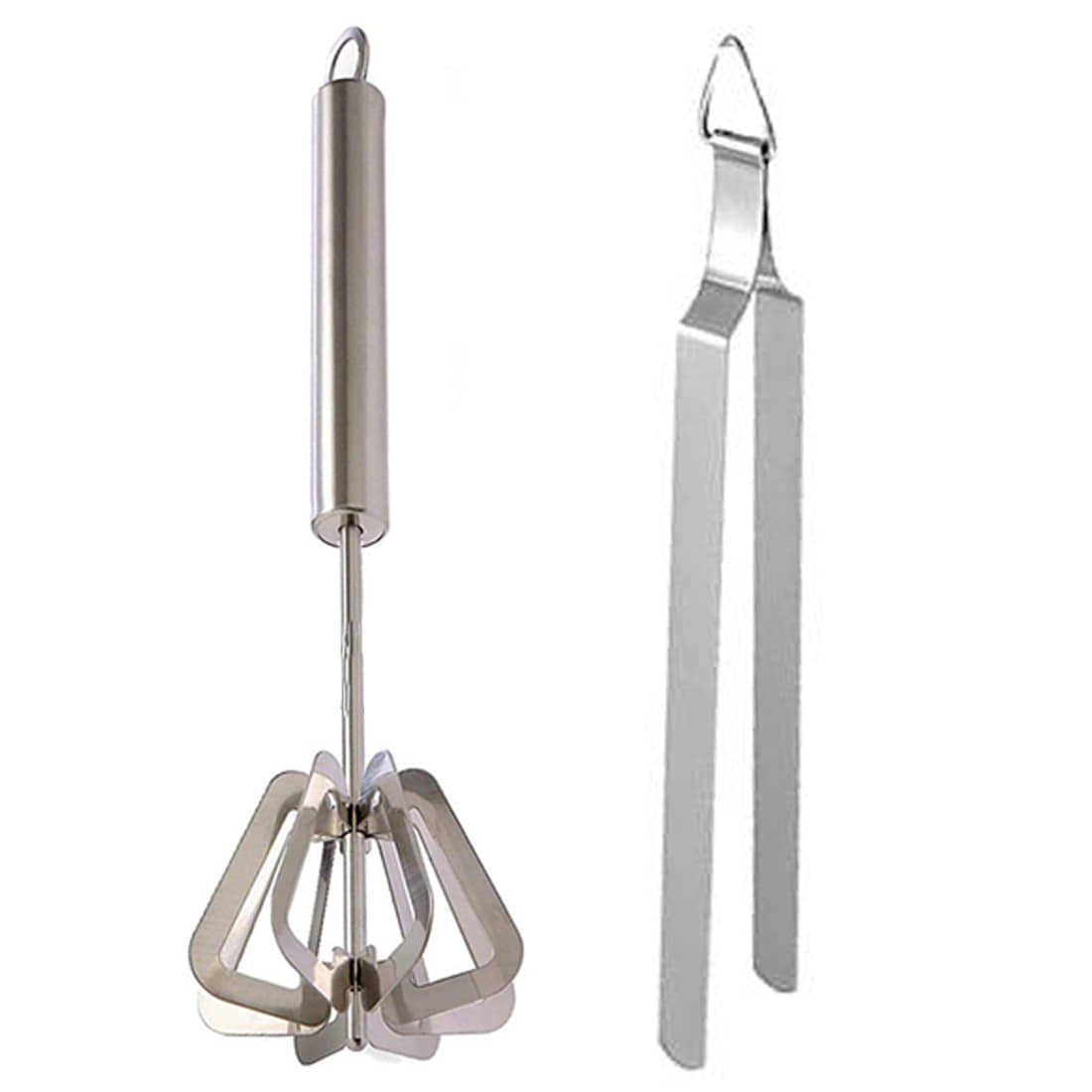 JISUN S2S Stainless Steel Power Free Hand Blender/Mathani/Hand Mixi/Ravai/Madhani & Tong Roti Sekne Chimta Silver Kitchen Tool Set  (Silver)
