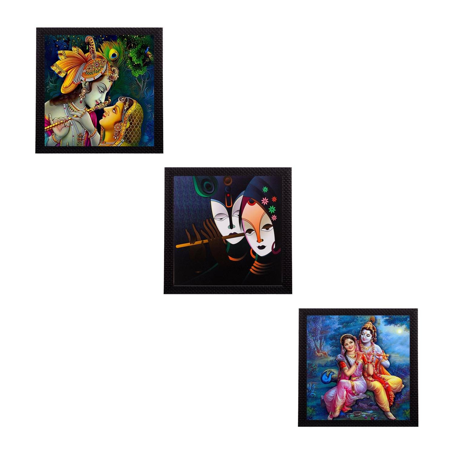     			eCraftIndia Set of 3 Radha Krishna Paper Painting