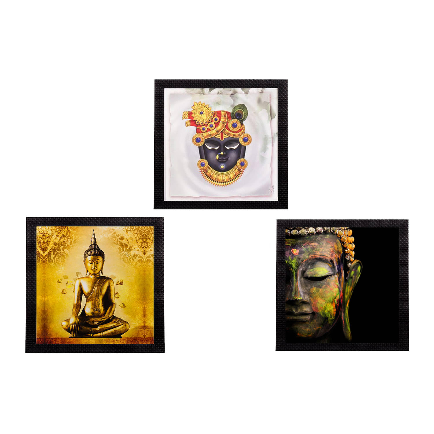     			eCraftIndia Set of 3 Lord Buddha Paper Painting