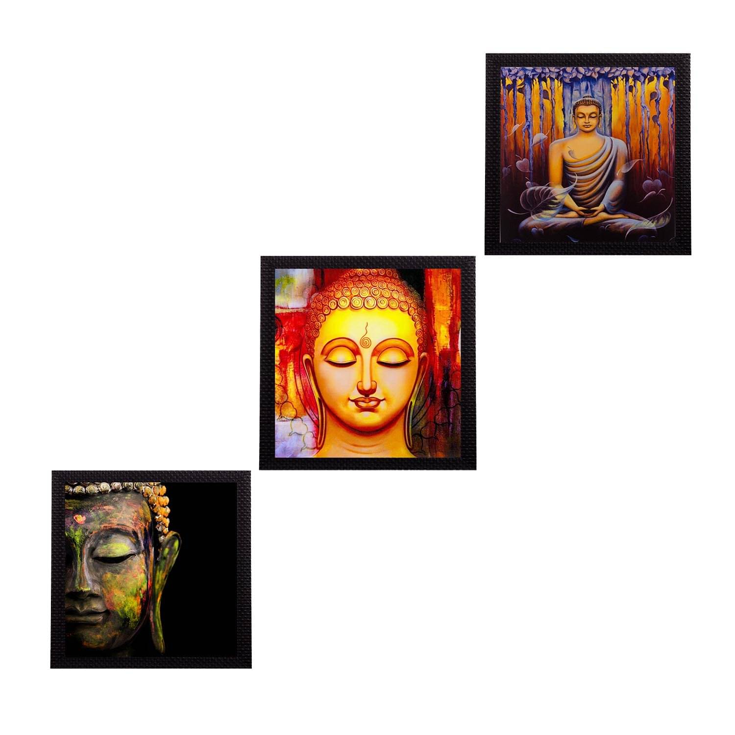     			eCraftIndia Set of 3 Lord Buddha Paper Painting