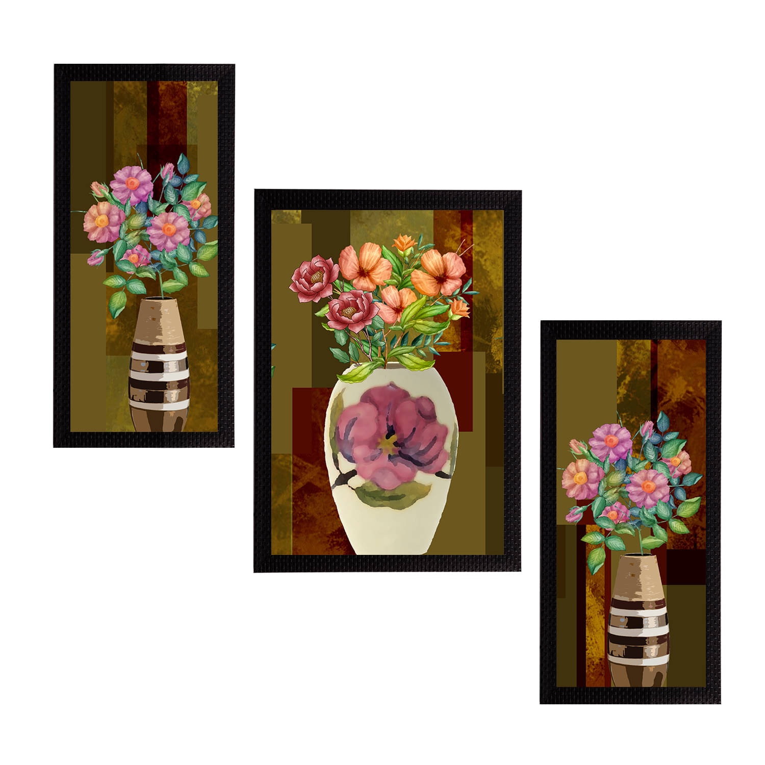     			eCraftIndia Multicoloured Botanical and Floral Satin Matt Texture UV Wall Art